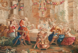 Les noces de Daphnis et Chloé, détail, Ateliers d'Aubusson, XVIIIe siècle